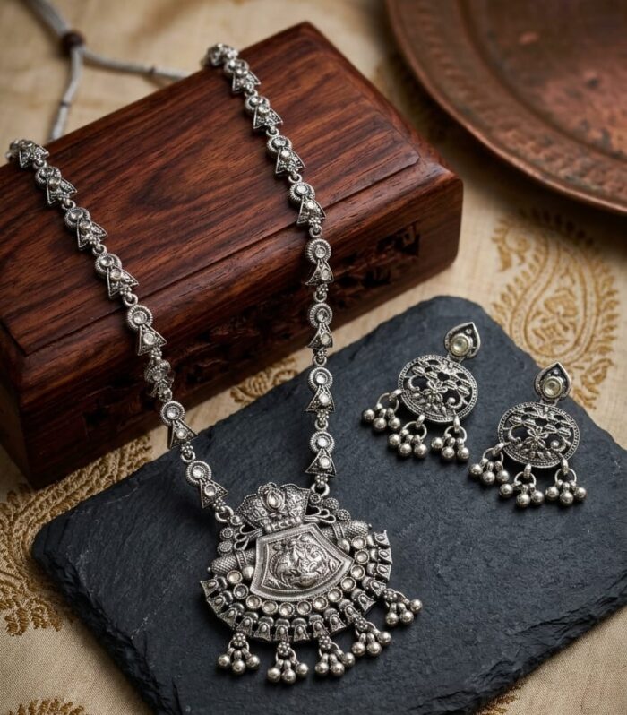 Afghani style silver necklace